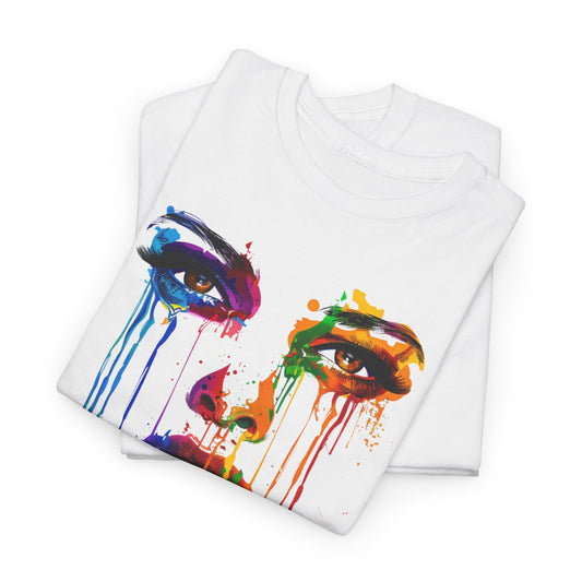 Artistic Rainbow Drip Unisex Heavy Cotton Tee | Vibrant Fashion for Self-Expression