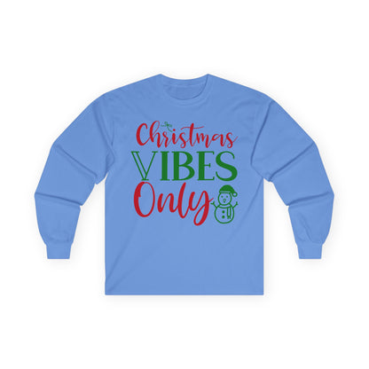 Christmas Vibes Long Sleeve Tee, Holiday Apparel, Unisex Tee, Festive Shirt, Winter Wear, Christmas Gift, Seasonal Fashion