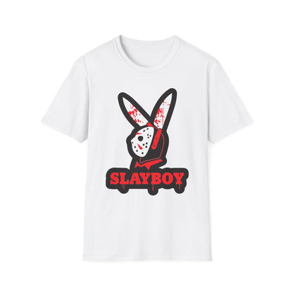 Slayboy Graphic Tee, Unisex Softstyle T-Shirt for Horror Fans, Cosplay Outfit, Halloween Costume, Casual Streetwear
