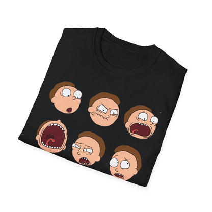 Funny Expressions Unisex Softstyle T-Shirt - Emotive Cartoon Faces