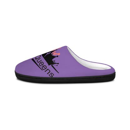 Royalty Queen Women's Indoor Slippers — Purple Cozy Slip-On with Crown Logo