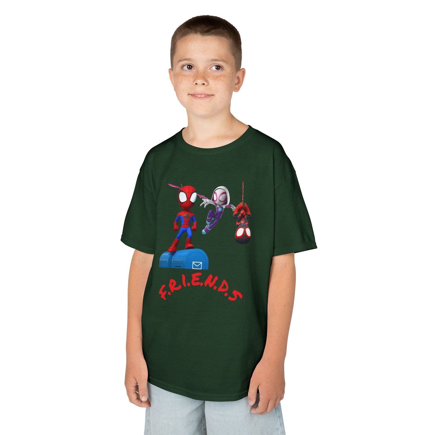 Kids' Friends Spider-Man Tee - Fun & Colorful Cotton T-Shirt for Young Superheroes