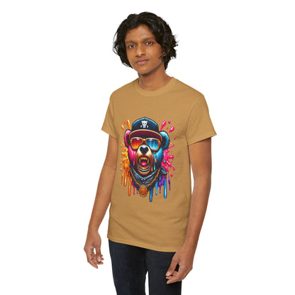 Vibrant Bear Graphic Unisex Heavy Cotton Tee - Casual Streetwear for Everyday Style