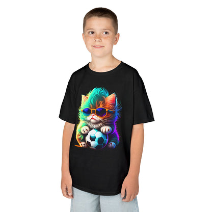 Cool Cat Soccer Kids Tee - Fun Heavy Cotton T-Shirt for Young Sports Fans