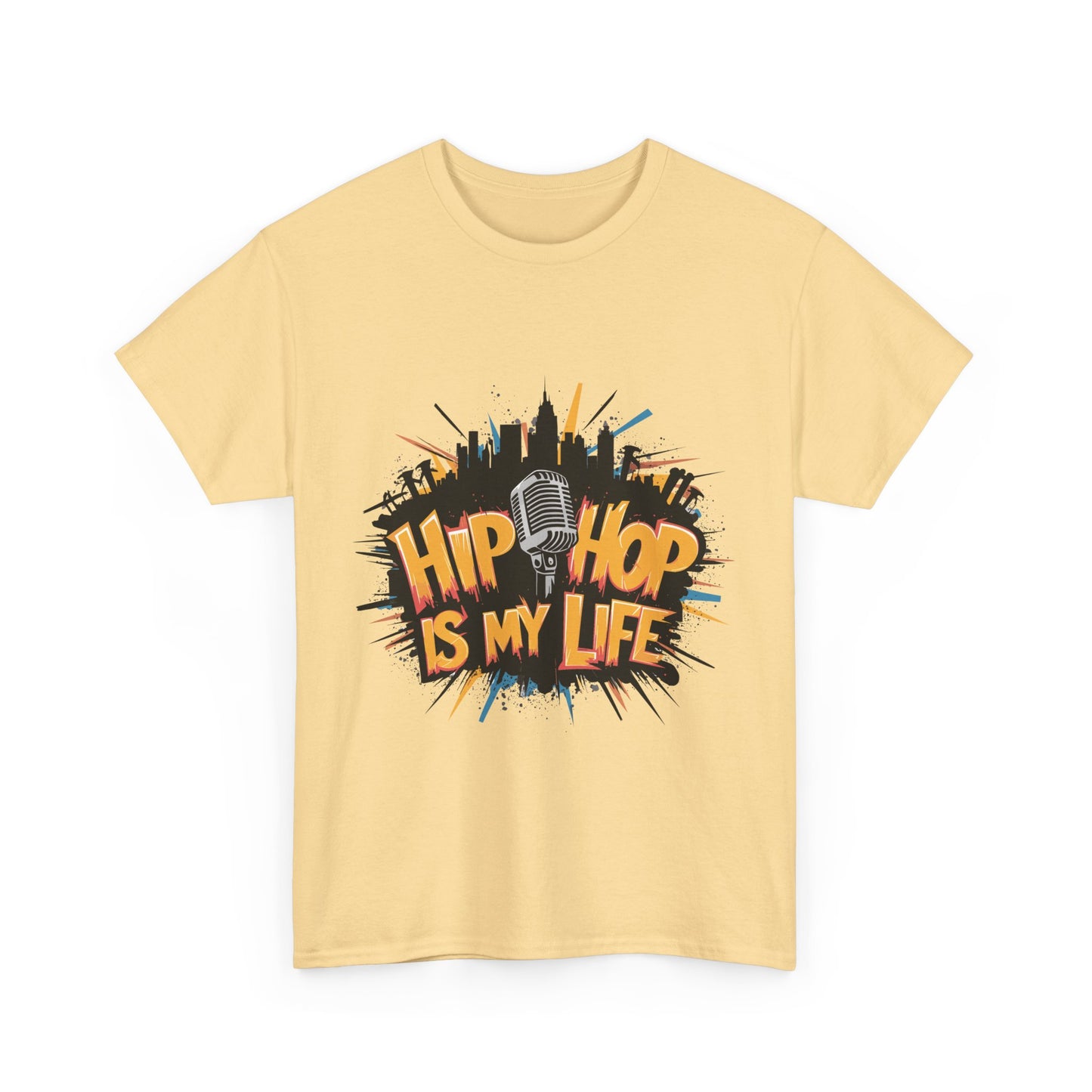 Hip Hop Is My Life Unisex Heavy Cotton Tee, Music Lover Gift, Streetwear T-Shirt, Cool Graphic Tee, Youthful Style, Everyday Casual Wear