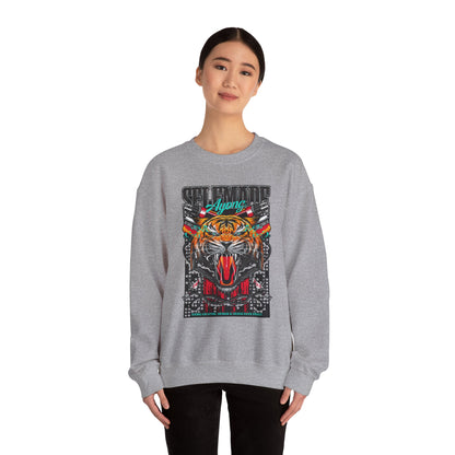 Crewneck Sweatshirt — Bold Roaring Tiger Graphic with 'Ayoung' Ribbon