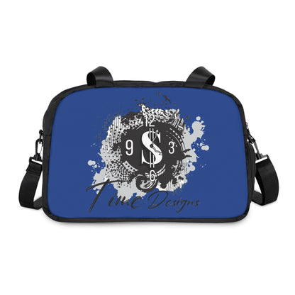 Blue Fitness Handbag with Time Designs, Gym Tote, Workout Bag, Sporty Accessories, Stylish Sling Bag, Unique Sports Gear