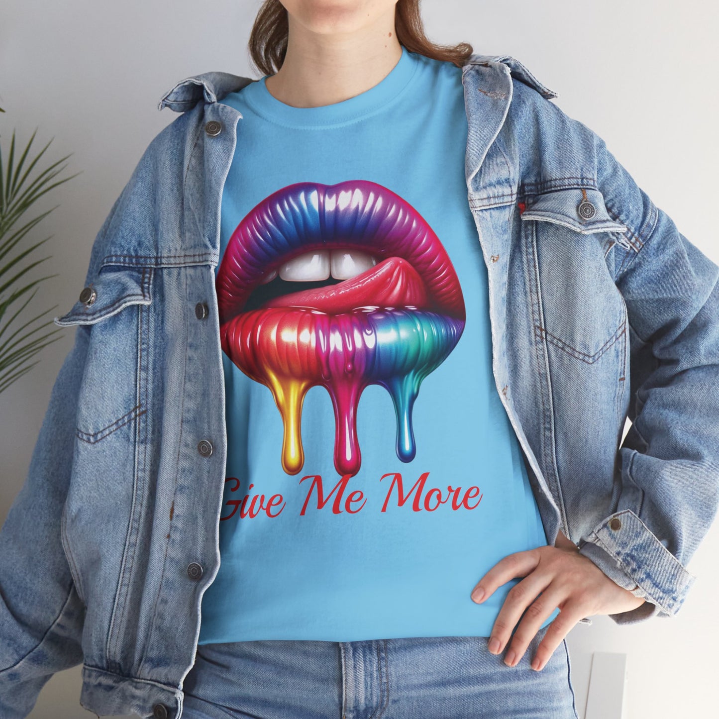Rainbow Lips Graphic Unisex Heavy Cotton Tee - "Give Me More"