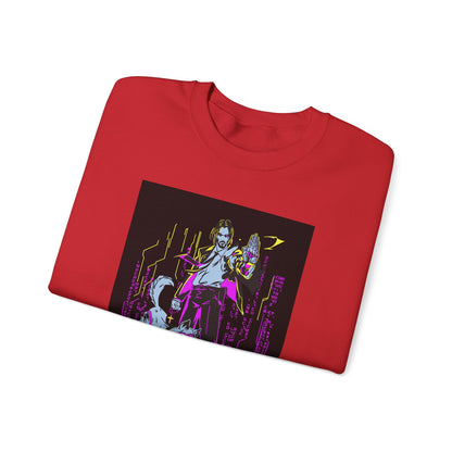 Crewneck Sweatshirt — Neon Cyberpunk Samurai Graphic