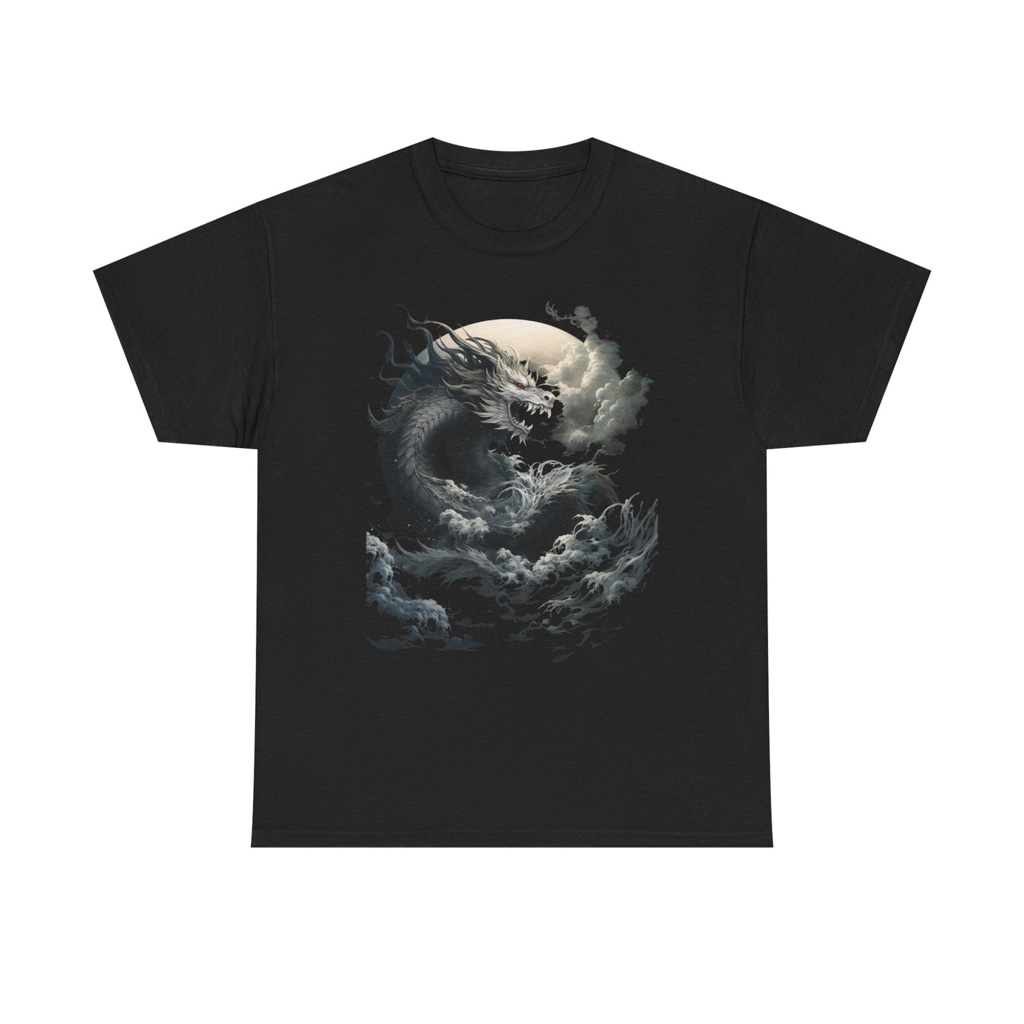 Dragon Moon Unisex Heavy Cotton Tee - Mystical Night Sky Apparel