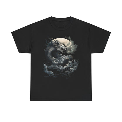 Dragon Moon Unisex Heavy Cotton Tee - Mystical Night Sky Apparel