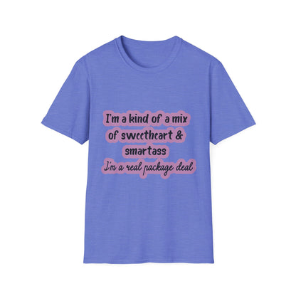 Funny Quote Unisex Softstyle T-Shirt - "I'm a mix of sweetheart & smartass"