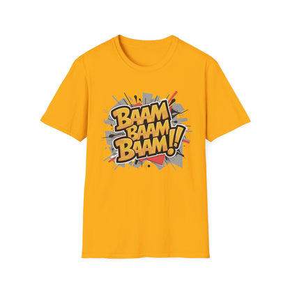 Bam Bam Bam Unisex Softstyle T-Shirt | Fun Graphic Tee for Casual Wear, Gift for Friends, Comic Fans, Birthday, Everyday Style