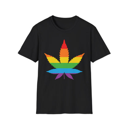 Rainbow Cannabis Leaf T-Shirt, Pride Shirt, LGBTQ+ Apparel, Gift for Cannabis Lovers, Summer Fashion, Unisex Tee