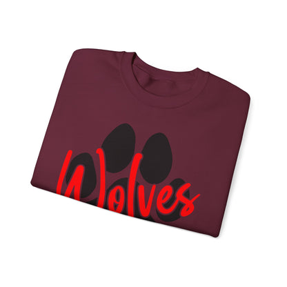 Wolves Paw Crewneck Sweatshirt — Red Script School Spirit