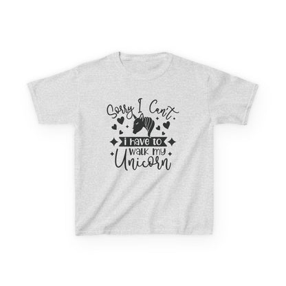 Funny Kids Unicorn Tee - "Sorry I Can't, I Have to Walk My Unicorn"