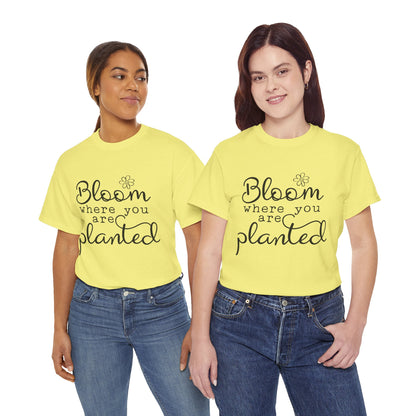 Inspirational Bloom Tee - Unisex Heavy Cotton T-Shirt for Growth Mindset