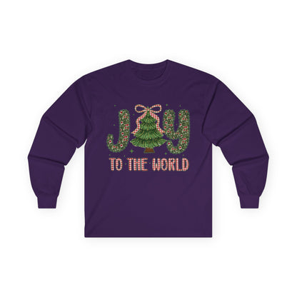 Joy to the World Long Sleeve Tee — Christmas Tree Holiday Shirt