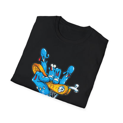 Street Art Unisex Softstyle T-Shirt with Colorful Skateboard Design