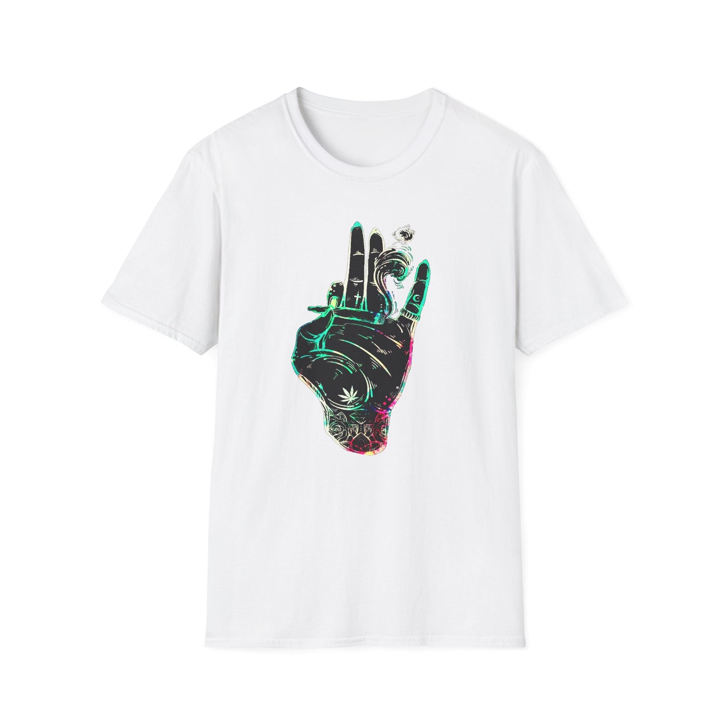 Psychedelic Hand Design Unisex T-Shirt - Softstyle, Casual Vibe