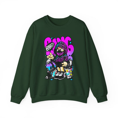 Streetwear Crewneck Sweatshirt — Cartoon Hoodie Character "BANG" Graphic