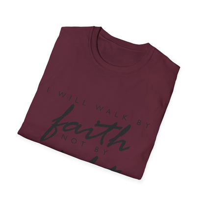 Inspirational Faith T-Shirt - Walk by Faith Not by Sight - Unisex Softstyle Tee