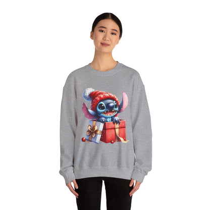 Christmas Stitch Sweatshirt – Cute Stitch in Santa Hat with Holiday Gifts