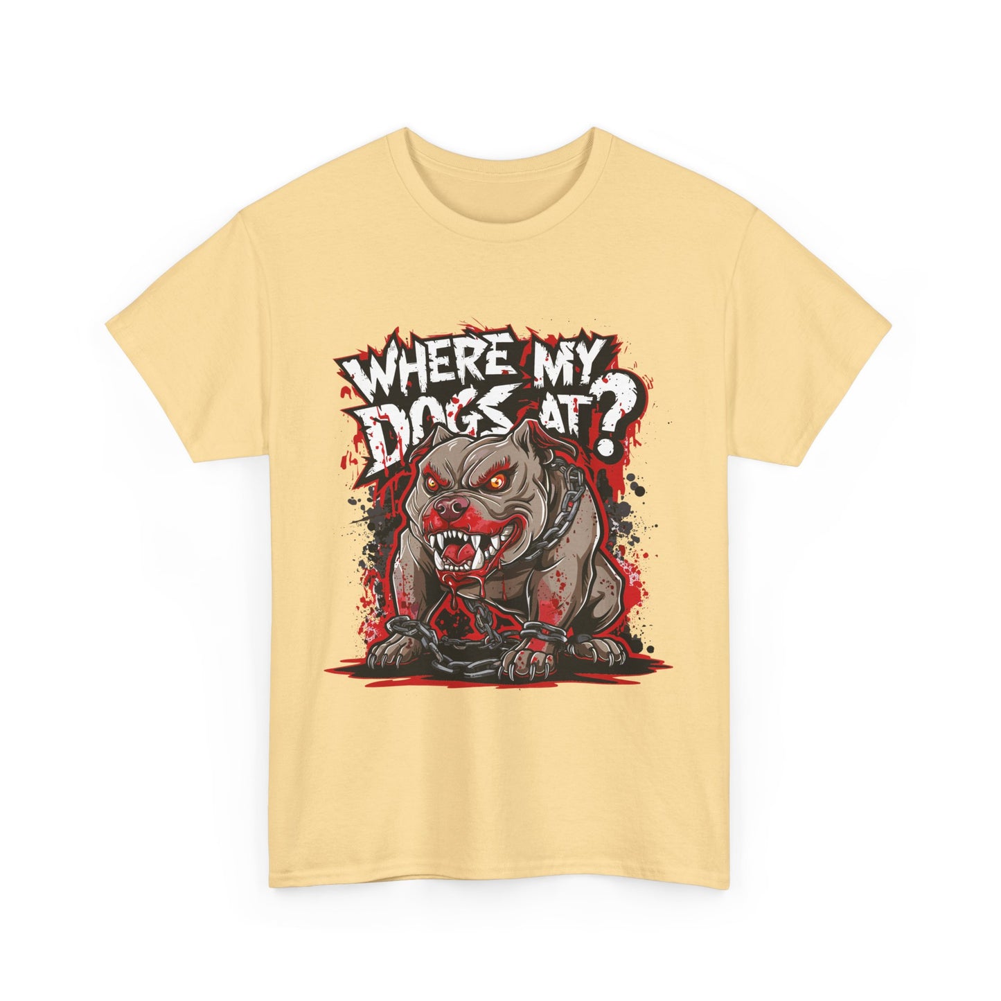 Unisex Graphic Tee - "Where My Dogs At?" Horror Style, Perfect for Halloween, Dog Lovers, Casual Wear