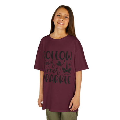 Kids Heavy Cotton™ Tee - Follow Your Inner Sparkle T-Shirt for Creative Kids