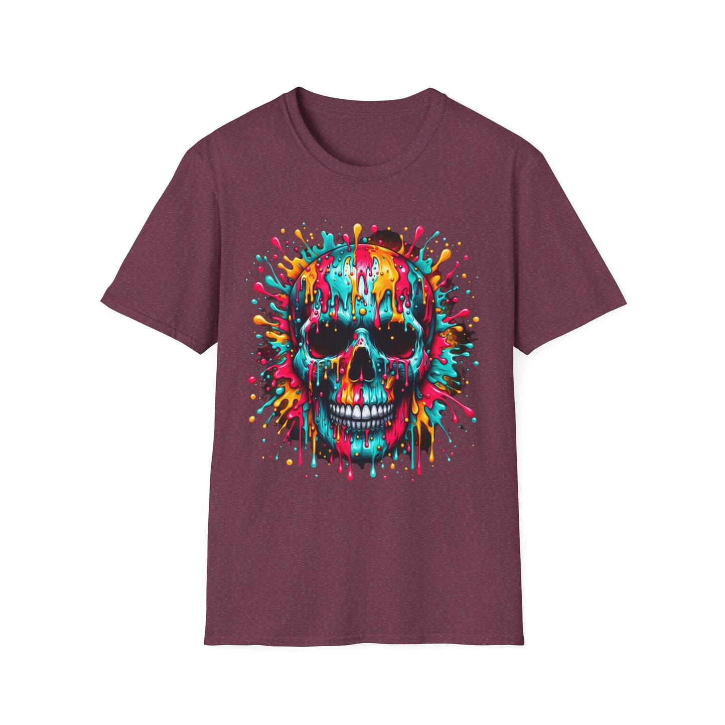 Colorful Drip Skull Unisex T-Shirt - Vibrant Graphic Tee for Art & Music Lovers