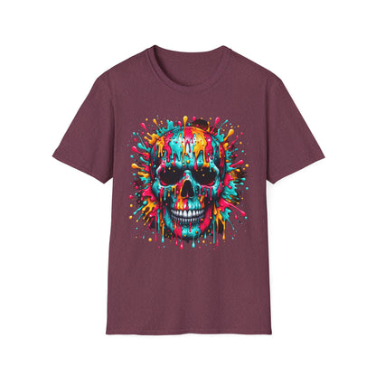Colorful Drip Skull Unisex T-Shirt - Vibrant Graphic Tee for Art & Music Lovers