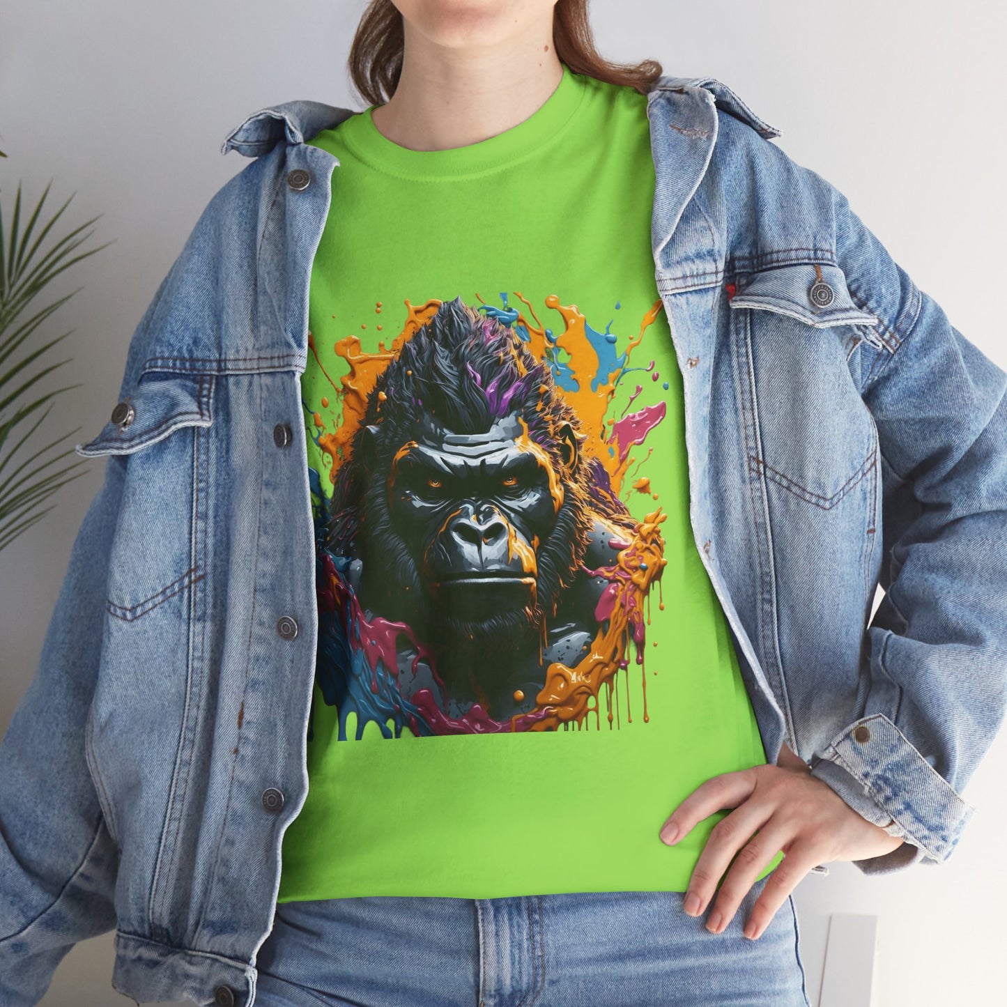 Colorful Gorilla Art Unisex Heavy Cotton Tee - Bold Graphic Tee for Animal Lovers