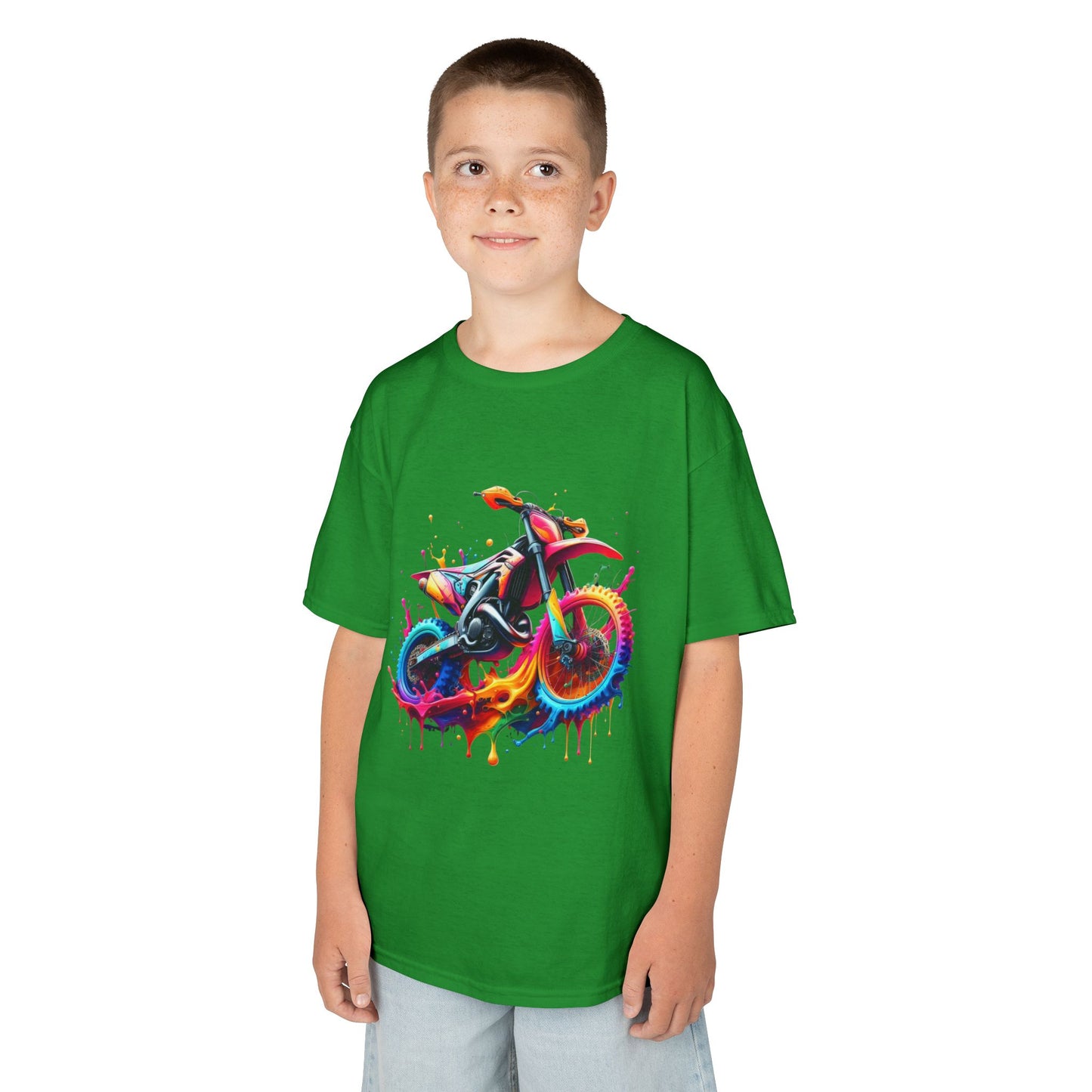 Kids' Motorcycle Graphic Tee - Vibrant Splash Design
