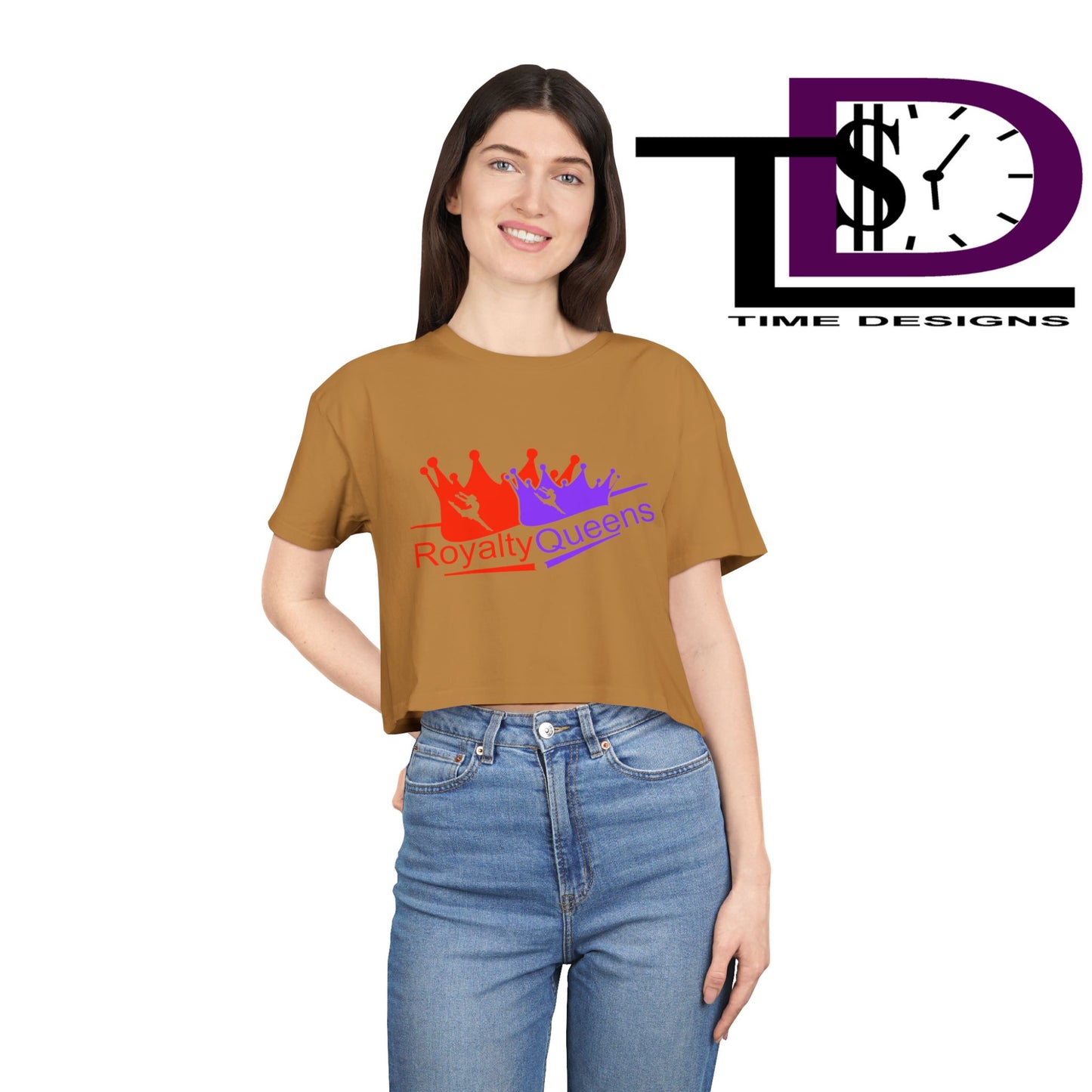 Royalty Queens Women's Crop Tee - Fun Summer Style, Casual Streetwear, Gift for Her, Festival Outfit, Vivid Crown Design