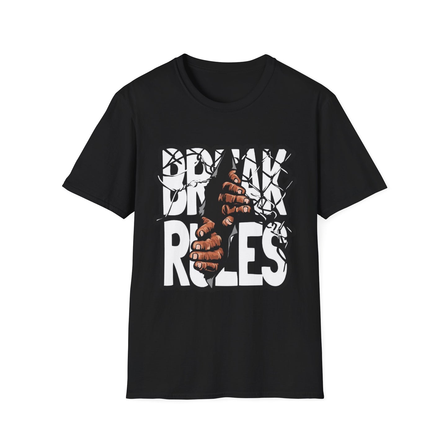 Break Rules Unisex Softstyle T-Shirt - Casual Streetwear Tee for Rebels