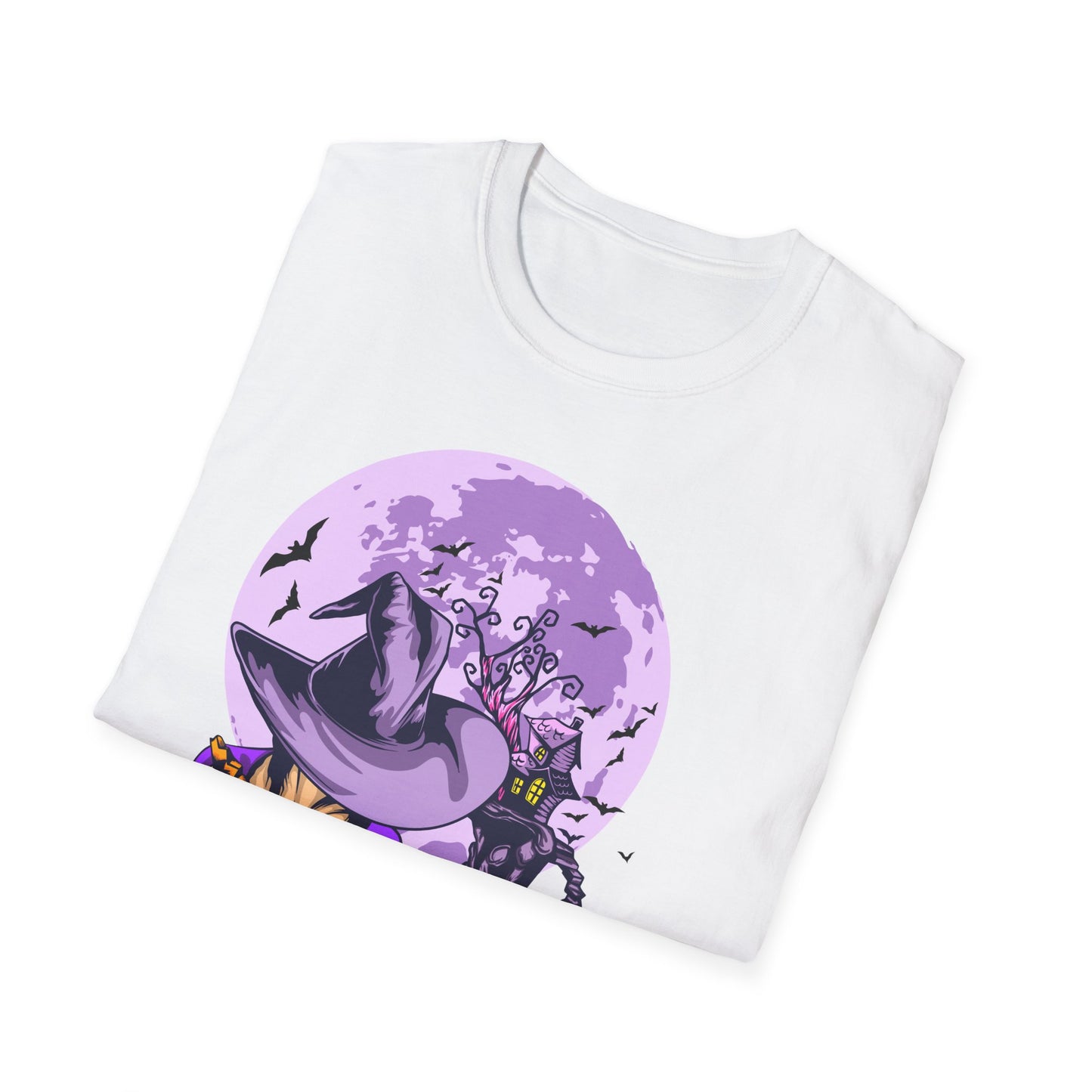 Halloween Witch T-Shirt, Unisex Softstyle Tee, Spooky Season Apparel, Pumpkin Graphic Shirt, Trick or Treat Shirt