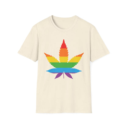 Rainbow Cannabis Leaf T-Shirt, Pride Shirt, LGBTQ+ Apparel, Gift for Cannabis Lovers, Summer Fashion, Unisex Tee