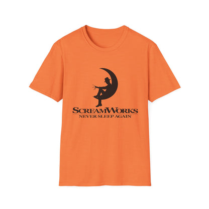 ScreamWorks Unisex Softstyle T-Shirt, Halloween Costume Shirt, Graphic Tee, Sleepover Wear, Spooky Gift Idea