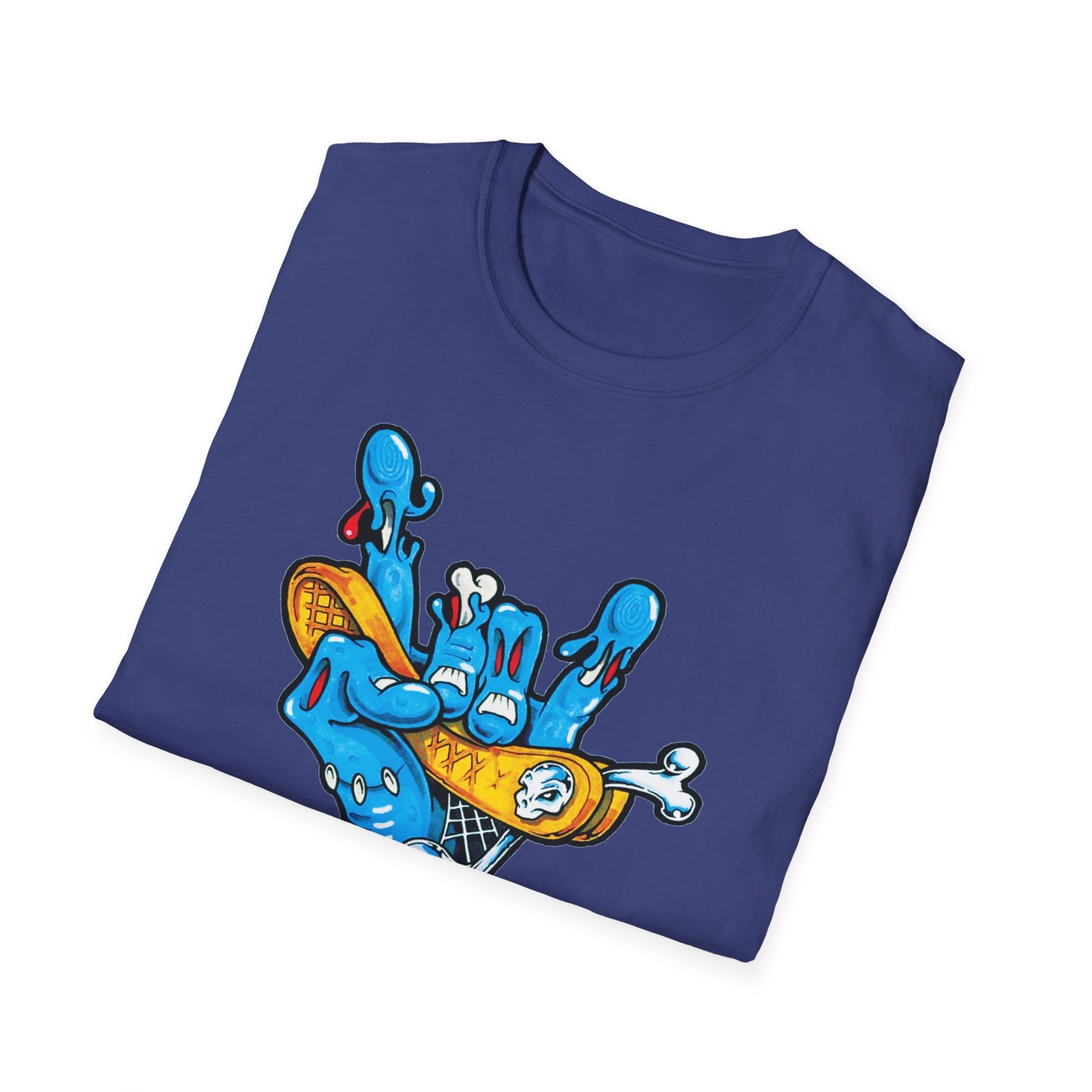 Street Art Unisex Softstyle T-Shirt with Colorful Skateboard Design