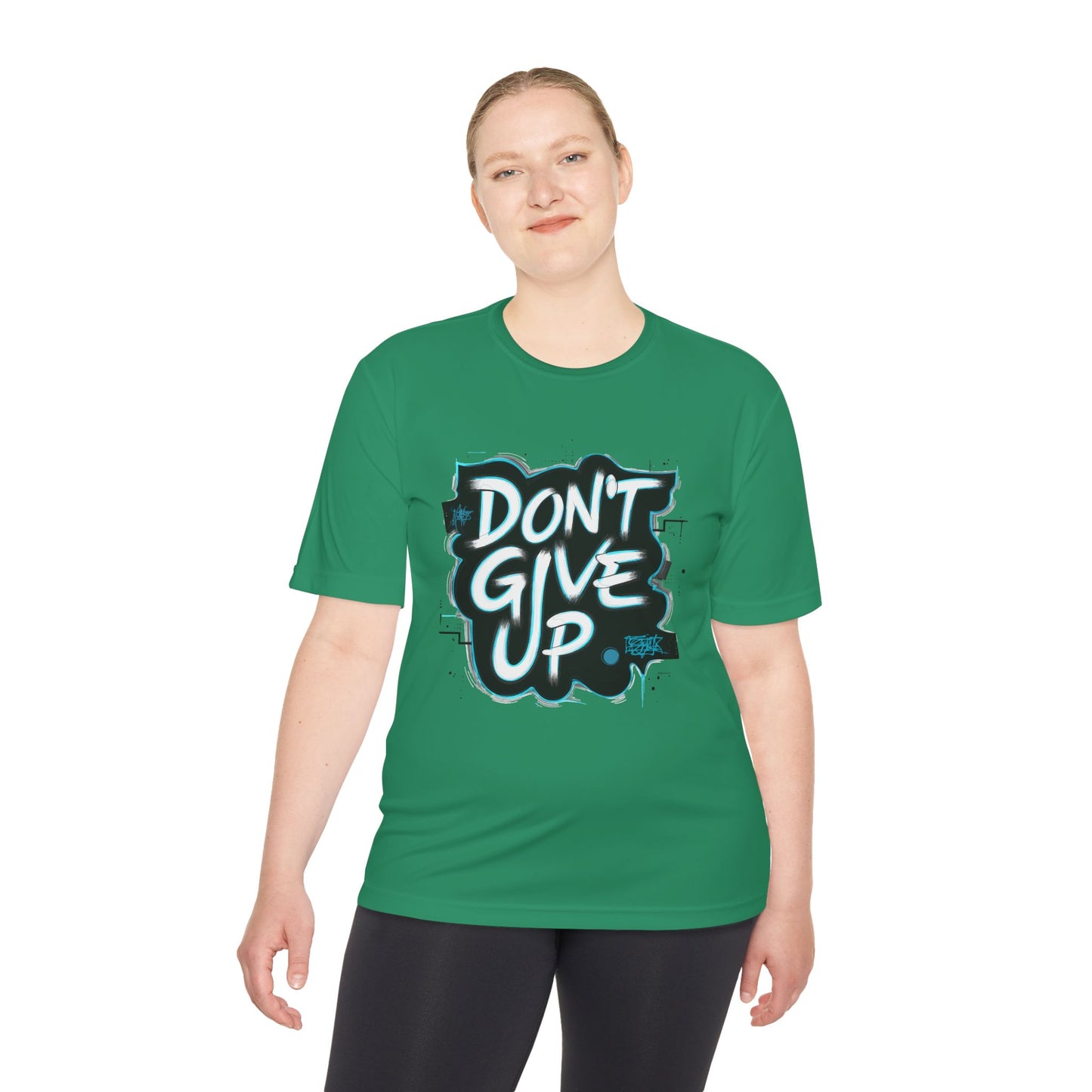 Motivational Wicking Tee – Don't Give Up, Gym Shirt, Fitness Apparel, Inspirational Top, Workout Gear, Casual Wear