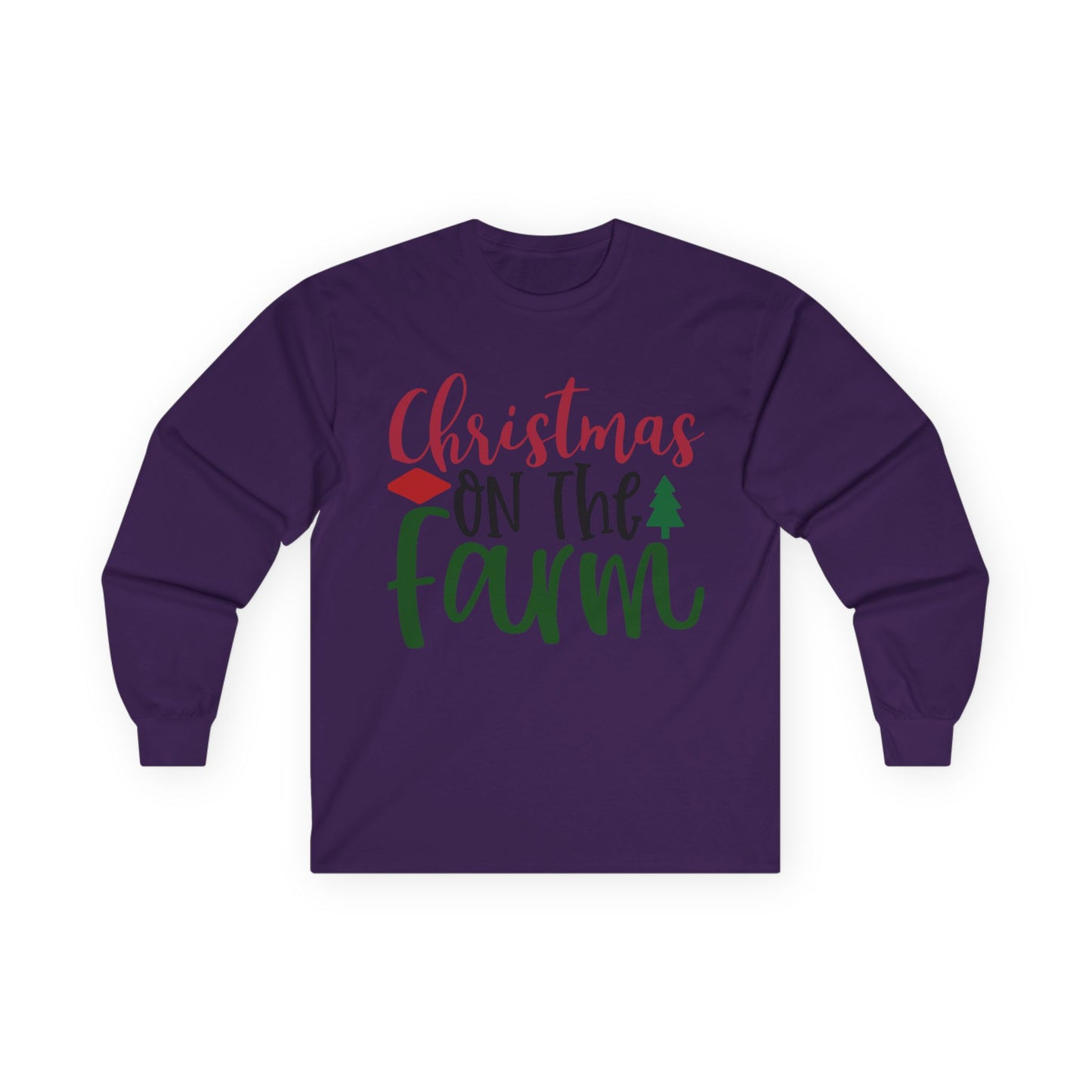 Christmas On The Farm Long Sleeve Tee, Holiday Shirt, Unisex Cotton Tee, Christmas Apparel, Farmhouse Style Shirt, Gift for Him/Her