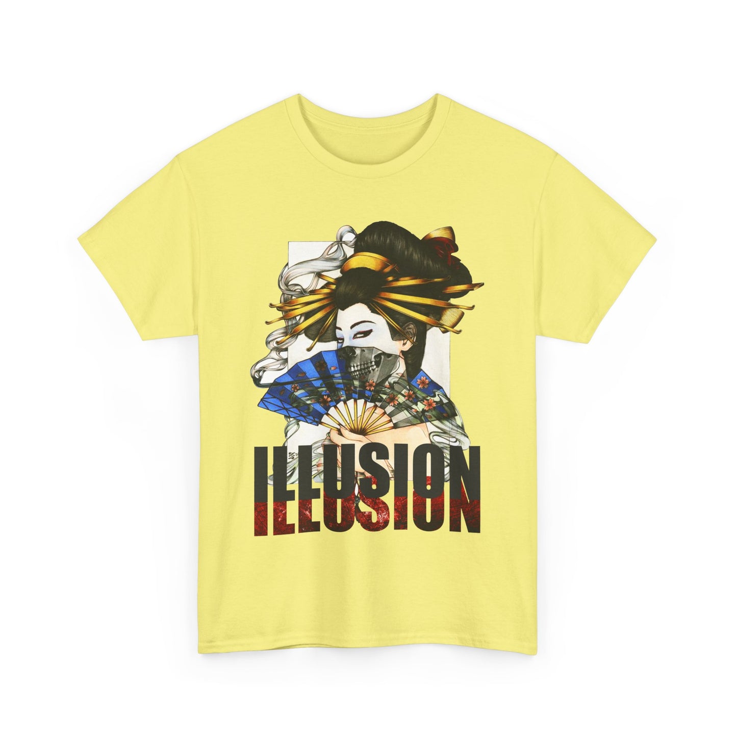 Unisex Heavy Cotton Tee - Illusion Design - Artistic Fan Graphic Tee for Casual Wear