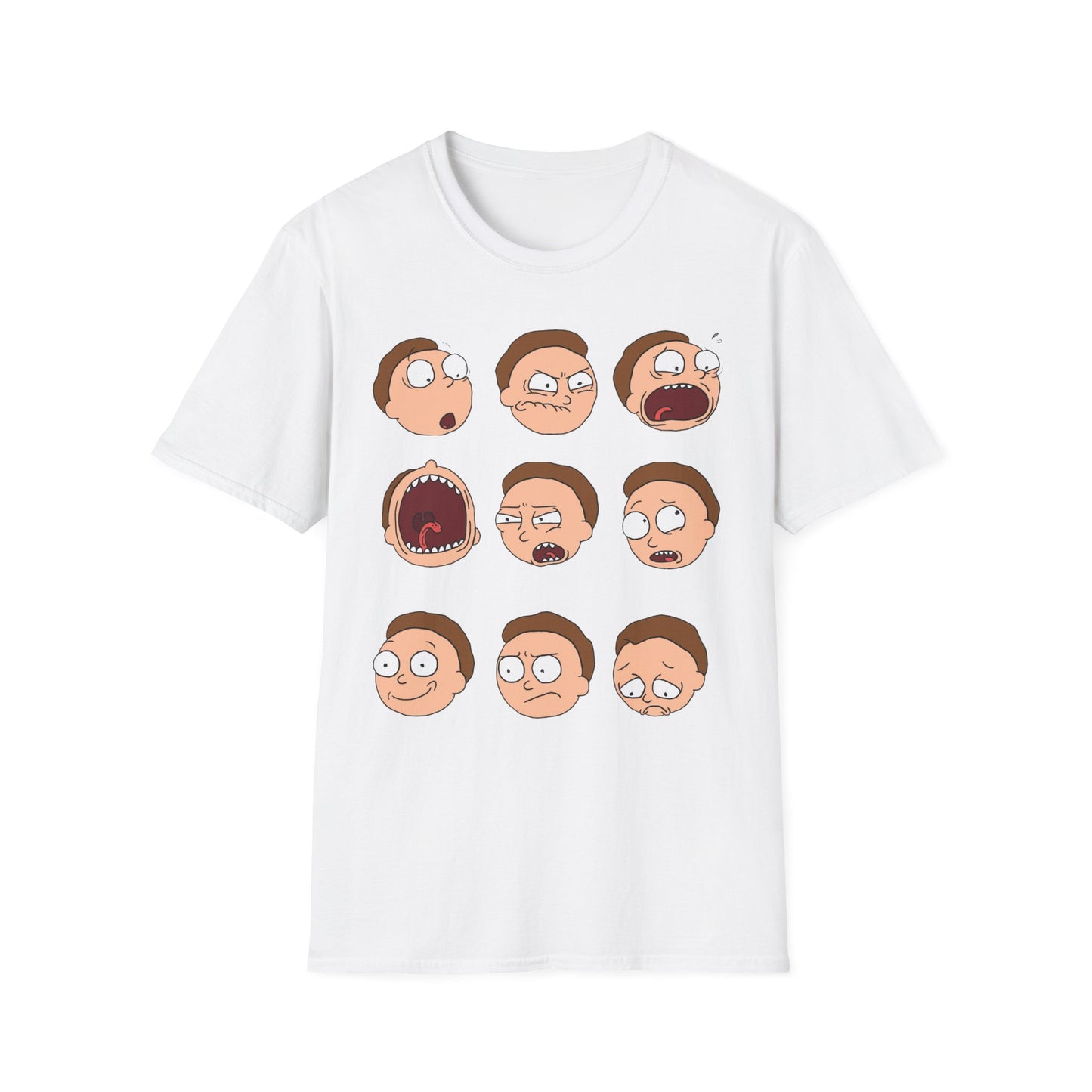 Funny Expressions Unisex Softstyle T-Shirt - Emotive Cartoon Faces