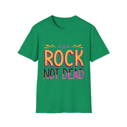 Rock Not Dead Unisex Softstyle T-Shirt | Music Lover Gift, Concert Apparel, Graphic Tee, Casual Wear, Festival Outfit