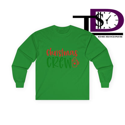 Christmas Crew Long Sleeve Tee, Holiday T-Shirt, Family Gathering Shirt, Winter Apparel, Festive Cotton Top