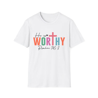 He is Worthy T-Shirt, Unisex Christian Tee, Psalm 145 3 Shirt, Inspirational Gift, Faith-Based Apparel, Church Outfit