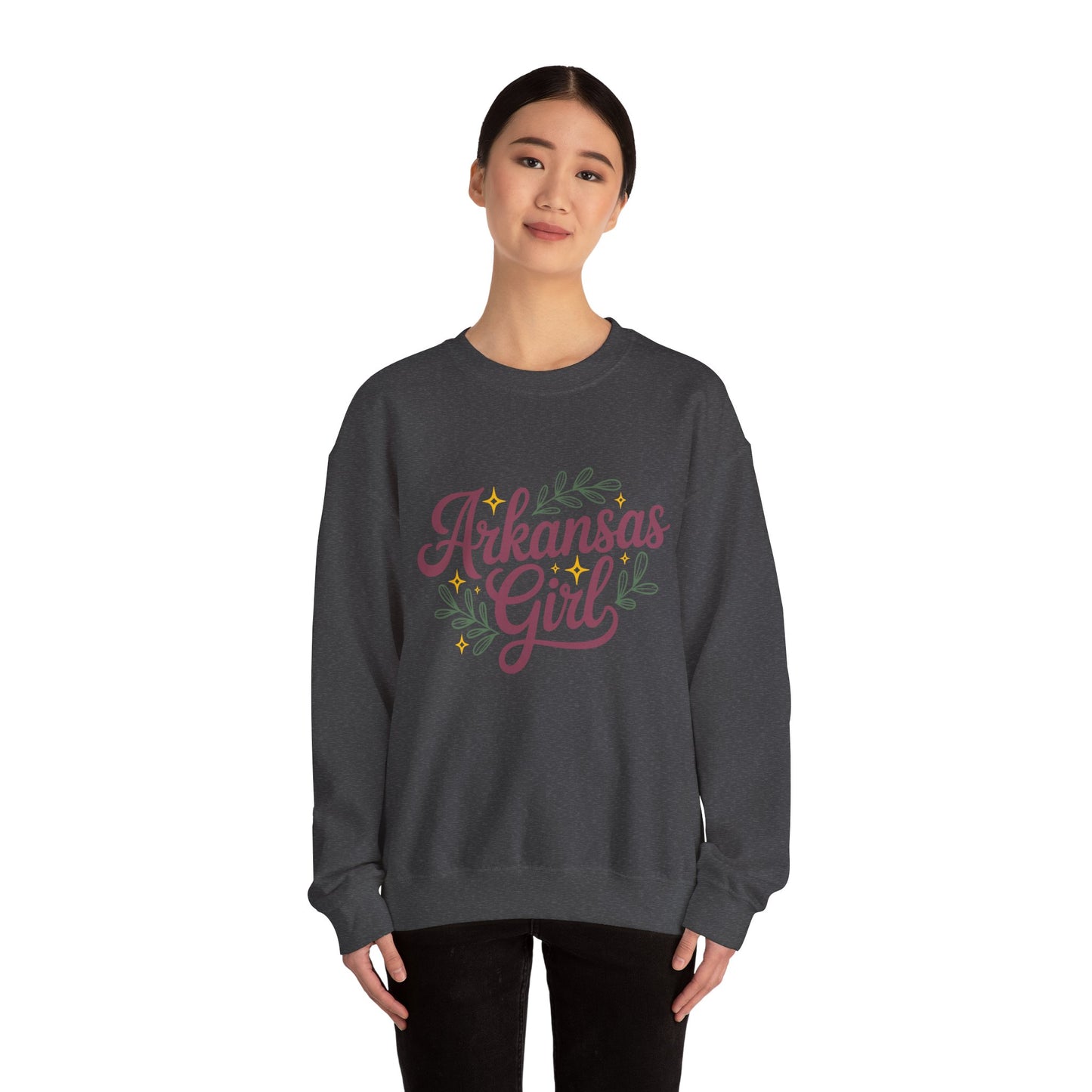 Sweatshirt — "Arkansas Girl" Floral Crewneck
