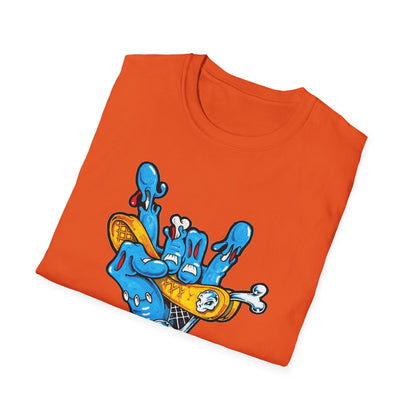 Street Art Unisex Softstyle T-Shirt with Colorful Skateboard Design