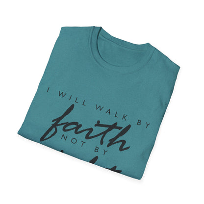Inspirational Faith T-Shirt - Walk by Faith Not by Sight - Unisex Softstyle Tee