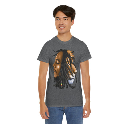 Unisex Heavy Cotton Tee - Inspiring Lion and Human Design
